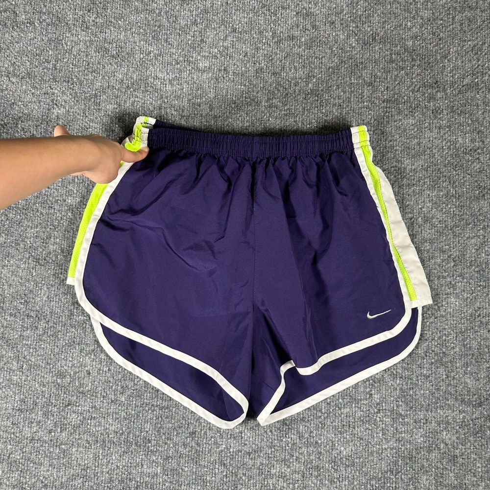Nike Shorts Womens Size S Purple Dri-Fit Running Athletic Neon Stripe Breathable